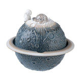 Maxbell Ceramic Tabletop Fountain Indoor USB Bedroom Home Astronaut Planet Statues Blue