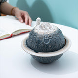 Maxbell Ceramic Tabletop Fountain Indoor USB Bedroom Home Astronaut Planet Statues Blue