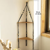Maxbell Macrame Hanging Shelves Bookshelf Bedroom Photos Wood Floating Storage Shelf