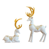 Maxbell Set of 2 Elk Figurines Reindeer Resin Deer Statues for Home Tabletop Decor