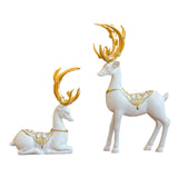 Maxbell Set of 2 Elk Figurines Reindeer Resin Deer Statues for Home Tabletop Decor