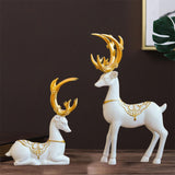 Maxbell Set of 2 Elk Figurines Reindeer Resin Deer Statues for Home Tabletop Decor