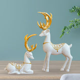 Maxbell Set of 2 Elk Figurines Reindeer Resin Deer Statues for Home Tabletop Decor