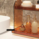 Maxbell 2 Tiers Makeup Perfume Organizer Display Stand Shelf for Dresser Kitchen Brown