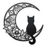 Maxbell 13" Metal Wall Decor Black Cat Silhouette for Balcony Indoor Outdoor Porch StyleA