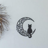 Maxbell 13" Metal Wall Decor Black Cat Silhouette for Balcony Indoor Outdoor Porch StyleA