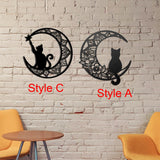 Maxbell 13" Metal Wall Decor Black Cat Silhouette for Balcony Indoor Outdoor Porch StyleA