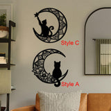 Maxbell 13" Metal Wall Decor Black Cat Silhouette for Balcony Indoor Outdoor Porch StyleA