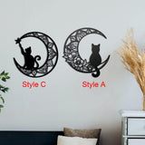 Maxbell 13" Metal Wall Decor Black Cat Silhouette for Balcony Indoor Outdoor Porch StyleA