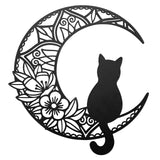 Maxbell 13" Metal Wall Decor Black Cat Silhouette for Balcony Indoor Outdoor Porch StyleA