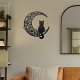 Maxbell 13" Metal Wall Decor Black Cat Silhouette for Balcony Indoor Outdoor Porch StyleA