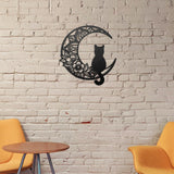 Maxbell 13" Metal Wall Decor Black Cat Silhouette for Balcony Indoor Outdoor Porch StyleA