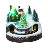 Maxbell Christmas Scene Village House Building Rotating for Indoor Bedroom Ornament Christmas Tree