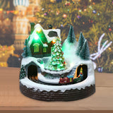 Maxbell Christmas Scene Village House Building Rotating for Indoor Bedroom Ornament Christmas Tree