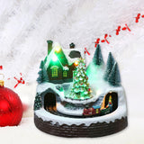 Maxbell Christmas Scene Village House Building Rotating for Indoor Bedroom Ornament Christmas Tree