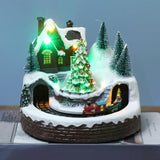 Maxbell Christmas Scene Village House Building Rotating for Indoor Bedroom Ornament Christmas Tree