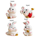 Maxbell Rabbit Statue Miniature Desktop Ornament Animal Sculpture for Bedroom Decor StyleA