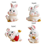 Maxbell Rabbit Statue Miniature Desktop Ornament Animal Sculpture for Bedroom Decor StyleA