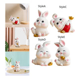 Maxbell Rabbit Statue Miniature Desktop Ornament Animal Sculpture for Bedroom Decor StyleA