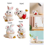 Maxbell Rabbit Statue Miniature Desktop Ornament Animal Sculpture for Bedroom Decor StyleA