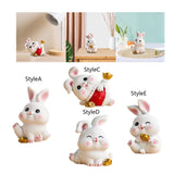 Maxbell Rabbit Statue Miniature Desktop Ornament Animal Sculpture for Bedroom Decor StyleA