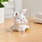 Maxbell Rabbit Statue Miniature Desktop Ornament Animal Sculpture for Bedroom Decor StyleD