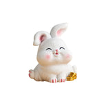 Maxbell Rabbit Statue Miniature Desktop Ornament Animal Sculpture for Bedroom Decor StyleD