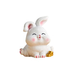 Maxbell Rabbit Statue Miniature Desktop Ornament Animal Sculpture for Bedroom Decor StyleD