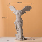Maxbell Winged Victory of Samothrace Statue Sculpture Greek Goddess Art for Table Light Gray