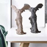Maxbell Winged Victory of Samothrace Statue Sculpture Greek Goddess Art for Table Light Gray