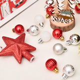 Maxbell Christmas Ball Ornaments Decorative Tree Top Star for Xmas Holiday Red White Argent