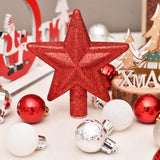 Maxbell Christmas Ball Ornaments Decorative Tree Top Star for Xmas Holiday Red White Argent