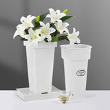 Maxbell Floral Bucket Floral Arrangement Desk Flower Vase for Indoor Wedding Porch White