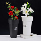 Maxbell Floral Bucket Floral Arrangement Desk Flower Vase for Indoor Wedding Porch White with Text