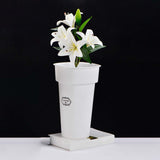 Maxbell Floral Bucket Floral Arrangement Desk Flower Vase for Indoor Wedding Porch White with Text