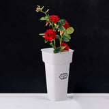 Maxbell Floral Bucket Floral Arrangement Desk Flower Vase for Indoor Wedding Porch White with Text