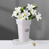 Maxbell Floral Bucket Floral Arrangement Desk Flower Vase for Indoor Wedding Porch White with Text