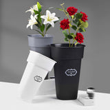 Maxbell Floral Bucket Floral Arrangement Desk Flower Vase for Indoor Wedding Porch Black with Text