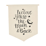 Maxbell Nordic Canvas Banner Wall Hanging Sign for Home Bedroom Decoration Moon