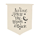 Maxbell Nordic Canvas Banner Wall Hanging Sign for Home Bedroom Decoration Moon