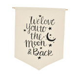 Maxbell Nordic Canvas Banner Wall Hanging Sign for Home Bedroom Decoration Moon