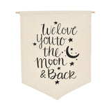 Maxbell Nordic Canvas Banner Wall Hanging Sign for Home Bedroom Decoration Moon