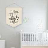 Maxbell Nordic Canvas Banner Wall Hanging Sign for Home Bedroom Decoration Moon