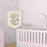 Maxbell Nordic Canvas Banner Wall Hanging Sign for Home Bedroom Decoration Moon