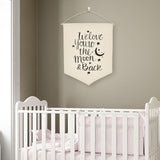 Maxbell Nordic Canvas Banner Wall Hanging Sign for Home Bedroom Decoration Moon