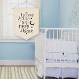 Maxbell Nordic Canvas Banner Wall Hanging Sign for Home Bedroom Decoration Moon