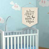 Maxbell Nordic Canvas Banner Wall Hanging Sign for Home Bedroom Decoration Moon