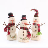 Maxbell Christmas White Snowman Doll Figurines Plush for Fireplace Atmosphere Decor 15cmx13cmx35cm