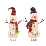 Maxbell Christmas White Snowman Doll Figurines Plush for Fireplace Atmosphere Decor 15cmx13cmx35cm