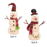 Maxbell Christmas White Snowman Doll Figurines Plush for Fireplace Atmosphere Decor 15cmx13cmx35cm